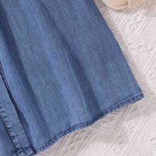 Load image into Gallery viewer, Girls Cold-Shoulder Buttoned Denim Dress
