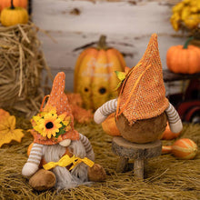 Load image into Gallery viewer, Thanksgiving Harvest Floral Striped Knit Gnome Ornament

