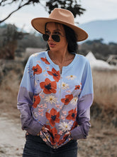 Load image into Gallery viewer, Floral Print Front Zipper Drop Shoulder Blouse

