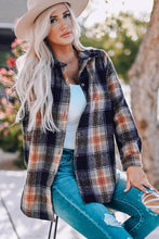 Load image into Gallery viewer, Double Take Plaid Side Slit Curved Hem Shirt
