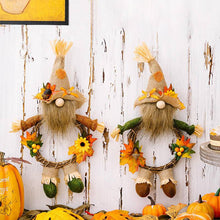 Load image into Gallery viewer, Thanksgiving Harvest Burlap Hat Gnomen Wreath
