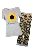 Load image into Gallery viewer, Sunflower Hello Sunshine Print Tee And Pants Lounge Set
