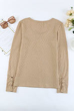 Load image into Gallery viewer, Crewneck Buttons Ribbed Knit Long Sleeve Top
