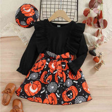 Load image into Gallery viewer, Halloween Theme Bow Front Round Neck Dress
