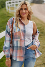 Load image into Gallery viewer, Double Take Plaid Dropped Shoulder Shacket
