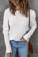 Load image into Gallery viewer, Solid Color Puffy Sleeve Textured Knit Top
