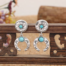 Load image into Gallery viewer, Retro Crescent Turquoise Drop Earrings
