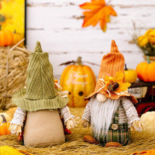 Load image into Gallery viewer, Maple Leaf Plaid Thanksgiving Harvest Gnome Ornaments

