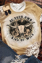 Load image into Gallery viewer, Khaki Western Steer Skull Letter Leopard Print Graphic Tee
