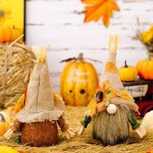 Load image into Gallery viewer, Thanksgiving Harvest Straw Hat Gnome Ornament
