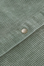 Load image into Gallery viewer, Green Color Block Button Down Hooded Corduroy Jacket
