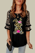 Load image into Gallery viewer, Easter Leopard Frill Trim Half-Sleeve Top
