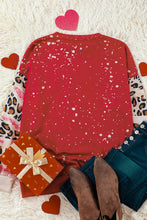 Load image into Gallery viewer, LOVE Plaid Leopard Dropped Shoulder Sweatshirt
