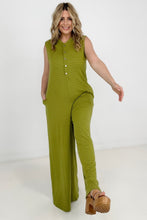 Load image into Gallery viewer, Jade By Jane Button Up Textured Wide Leg Jumpsuit
