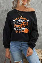 Load image into Gallery viewer, Round Neck Long Sleeve LET THERE BE PUMPKIN SPICE Graphic Sweatshirt
