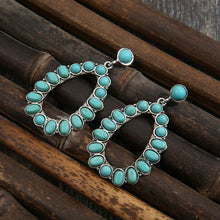 Load image into Gallery viewer, Retro Teardrop Hollow Inlaid Turquoise Drop Earring

