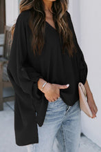 Load image into Gallery viewer, V Neck 3/4 Sleeve High Low Hem Shirt

