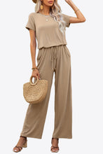 Load image into Gallery viewer, Round Neck Short Sleeve Jumpsuit with Pockets
