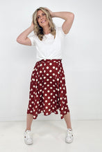 Load image into Gallery viewer, Jade By Jane Polka Dot Pleated Midi Skirt
