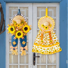 Load image into Gallery viewer, Thanksgiving Harvest Straw Hat Sunflowers Hanging Decoration

