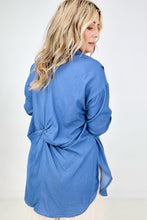 Load image into Gallery viewer, Easel "Twisted Tunic" Solid Button Down Tunic Shirt
