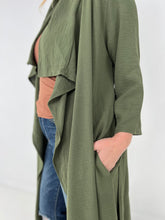 Load image into Gallery viewer, Jade By Jane Draped Front Long Body Jacket
