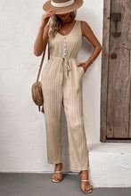 Load image into Gallery viewer, Textured Sleeveless Jumpsuit with Pockets
