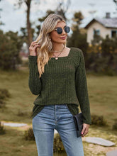 Load image into Gallery viewer, Ribbed Square Neck Long Sleeve Tee
