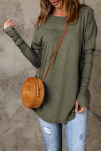 Load image into Gallery viewer, Green Crew Neck Thumb Hole Sleeve Top
