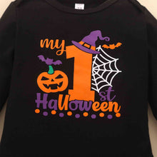 Load image into Gallery viewer, MY FIRST HALLOWEEN Graphic Round Neck Bodysuit and Printed Long Pants Set
