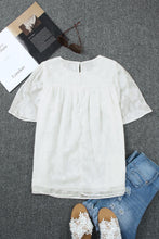 Load image into Gallery viewer, Floral Textured Ruffled Half Sleeve Babydoll Top
