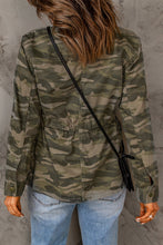 Load image into Gallery viewer, Green Camo Print Multi Pockets Button-Up Jacket
