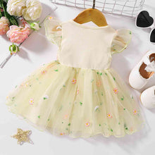 Load image into Gallery viewer, Embroidered Round Neck Flutter Sleeve Dress

