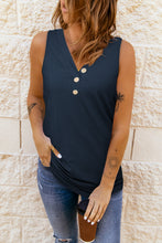 Load image into Gallery viewer, Ribbed Buttoned V-neck Tank
