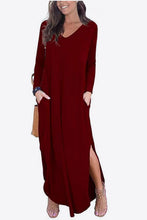 Load image into Gallery viewer, Split Long Sleeve V-Neck Maxi Dress
