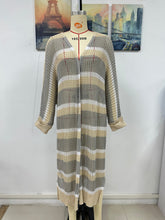 Load image into Gallery viewer, Striped Cuffed Sleeve Long Beach Kimono
