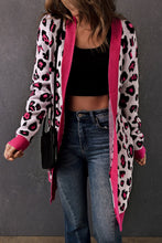 Load image into Gallery viewer, Leopard Contrast Trim Open Front Longline Cardigan
