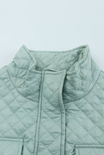 Load image into Gallery viewer, Green Quilted Pocketed Zip-Up Cropped Jacket
