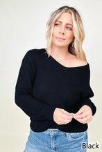 Load image into Gallery viewer, Ribbed Knit V Neck Long Sleeve Sweater
