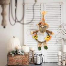 Load image into Gallery viewer, Thanksgiving Harvest Burlap Hat Gnomen Wreath

