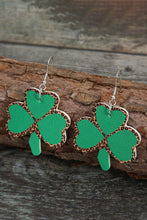 Load image into Gallery viewer, Green Shamrock Leopard PU Earrings
