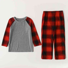 Load image into Gallery viewer, Raglan Sleeve Top and Plaid Pants Set

