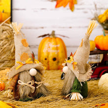 Load image into Gallery viewer, Thanksgiving Harvest Straw Hat Gnome Ornament
