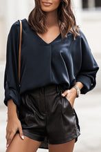 Load image into Gallery viewer, V Neck 3/4 Sleeve High Low Hem Shirt
