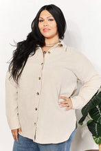 Load image into Gallery viewer, HEYSON Full Size Oversized Corduroy  Button-Down Tunic Shirt with Bust Pocket
