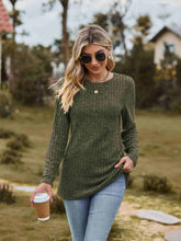Load image into Gallery viewer, Ribbed Round Neck Long Sleeve Tee
