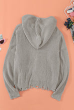 Load image into Gallery viewer, Zipper V-Neck Dropped Sleeve Hooded Solid Sweater

