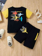 Load image into Gallery viewer, Short Sleeve Round Neck Graphic T-Shirt and Shorts Set

