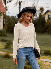 Load image into Gallery viewer, Ribbed V-Neck Long Sleeve Tee
