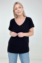 Load image into Gallery viewer, Zenana "Simply Spring" Ribbed V-Neck High-Low Hem Top with Side Slits
